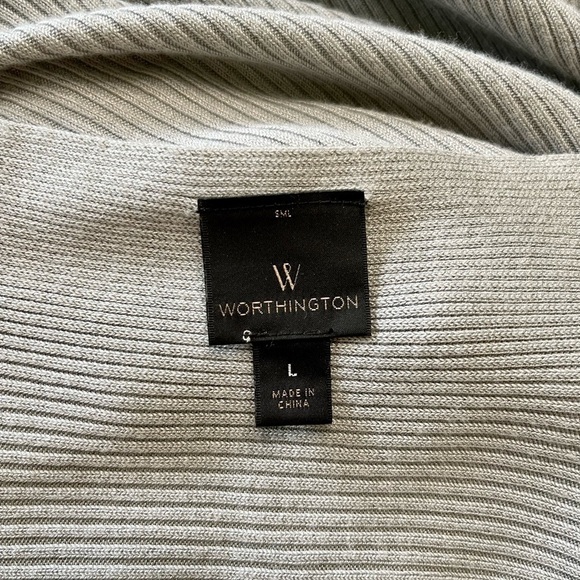WORTHINGTON, WOMENS GREY, RIBBED, LIGHTWEIGHT SWEATER. KNEE LENGTH. SIZE L - Picture 4 of 5